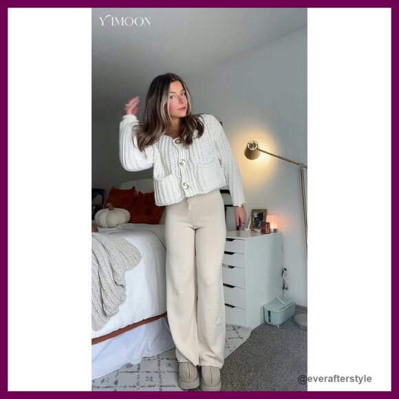 Chunky Knit Cropped Cardigan Button Down Open Front Sweater Y2K Chic - Picture 8 of 8